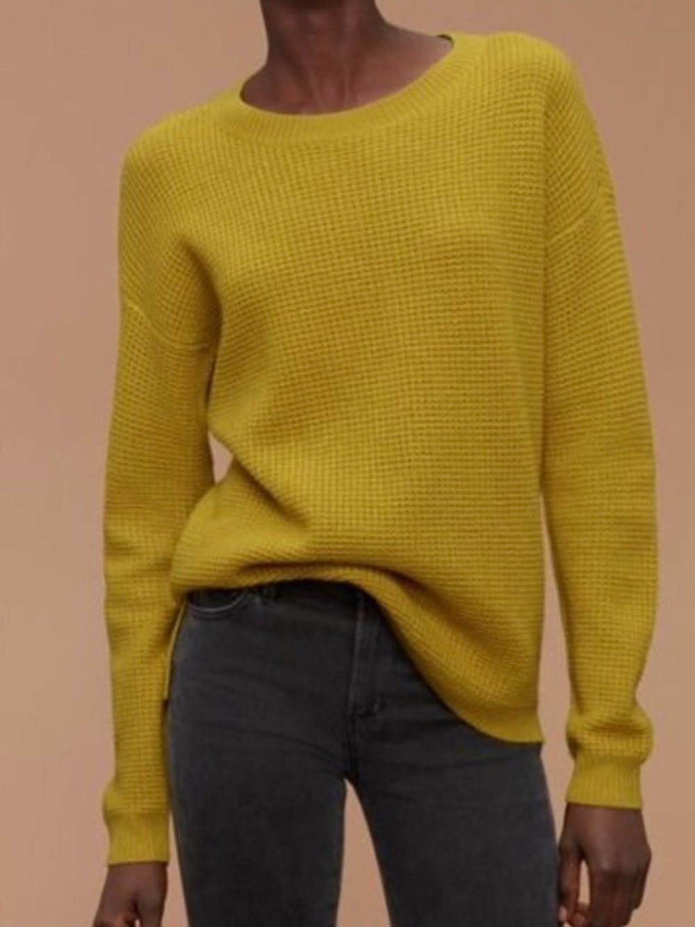 ARITZIA Wilfred Free Isabelli Sweater Mustard Crewneck 100% Wool Women’s medium